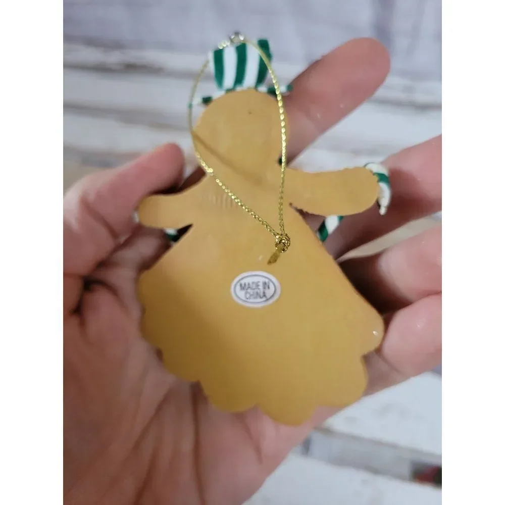 Green gingerbread vintage ornament peppermint Xmas holiday‎ tree candy cane